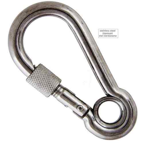 Karabińczyk DIN 5299 C z kauszą i zabezpieczeniem stal nierdzewna 1.jpg